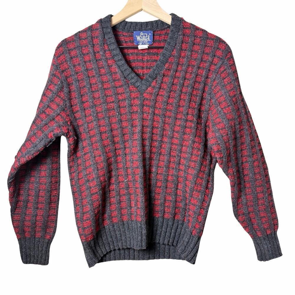 Vintage Woolrich Classic V-Neck Wool Blend Sweater Women’s Size L Made In USA